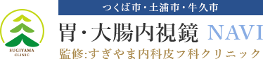 つくば市・土浦市・牛久市 胃・大腸内視鏡 NAVI 監修:すぎやま内科皮フ科クリニック 土日診療 駐車場17台完備